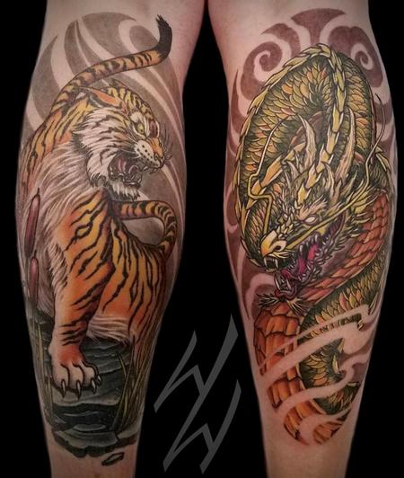 Nature Animal Tiger - Walt Watts Dual Tiger and Dragon